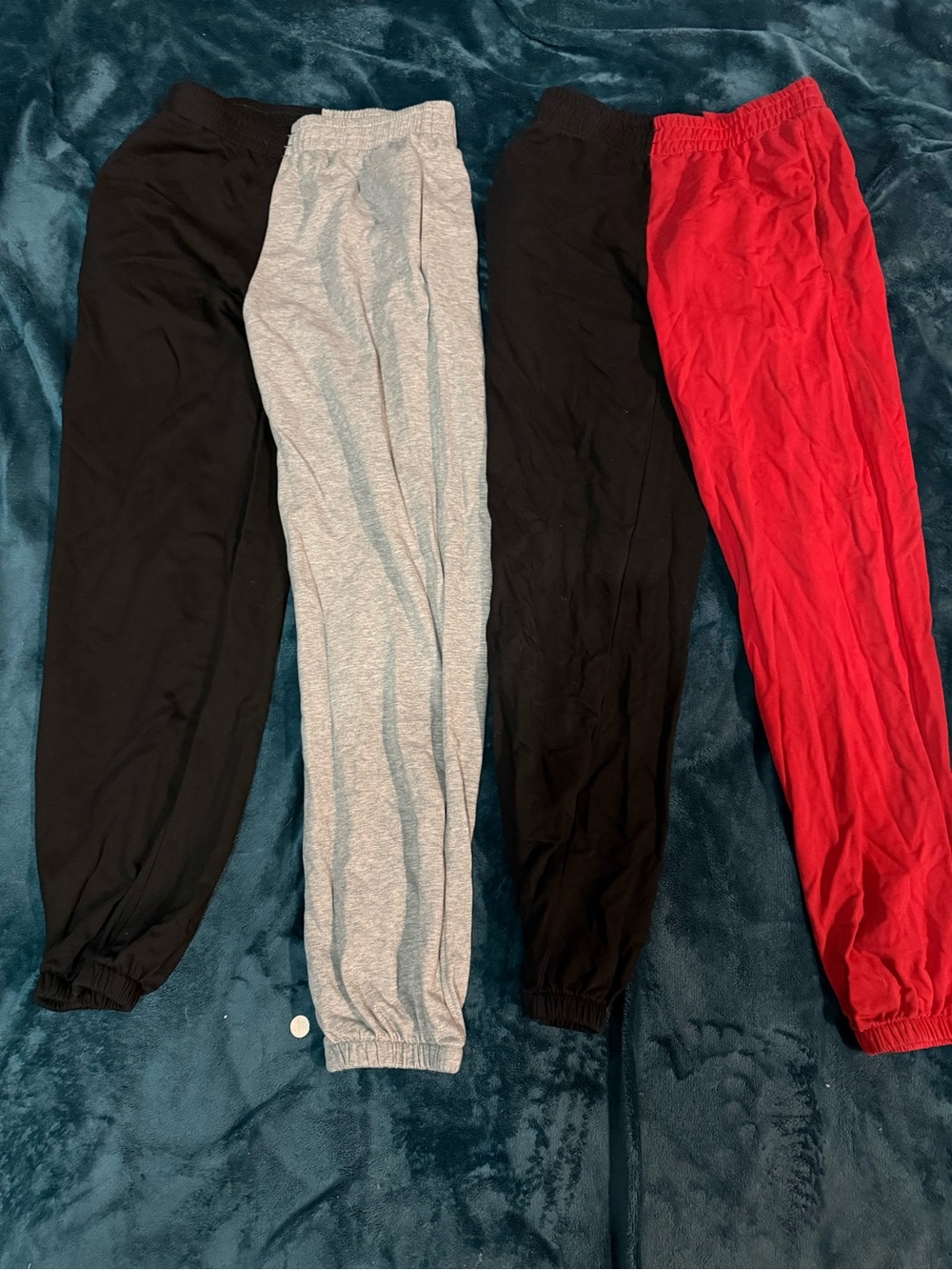 Juniors Elastic Waist Jogger Pants - Black, Heather Gray & Red